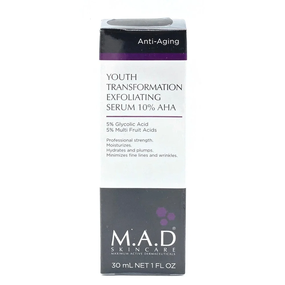 M.A.D Skincare Youth Transformation Exfoliating Serum 10% AHA 1oz NEW